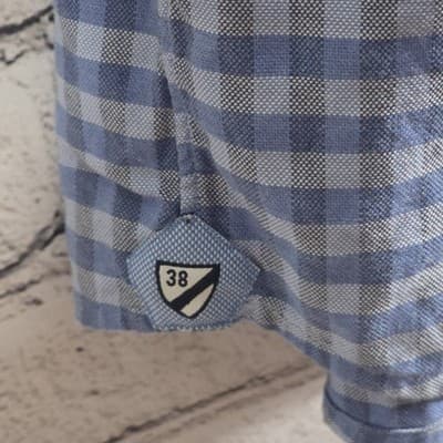 Daniel Cremieux Men's XXL White / Blue Gingham Long Sleeve Button Up Shirt - Thumbnail 5