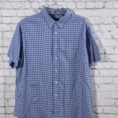 Daniel Cremieux Men's XXL White / Blue Gingham Long Sleeve Button Up Shirt - Image 1