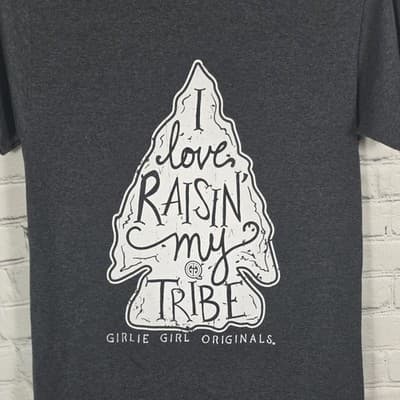 Girlie Girl Women's Small Gray " I love Raisin My Tribe" Short Sleeve T-Shirt - Thumbnail 2