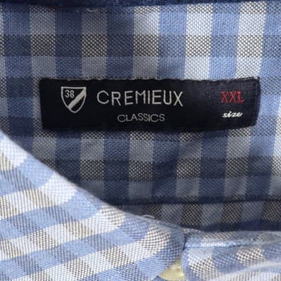 Daniel Cremieux Men's XXL White / Blue Gingham Long Sleeve Button Up Shirt - Thumbnail 3
