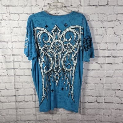 Y2K Raw State Men's Large Blue "Redemption" Grunge Punk Shirt - Thumbnail 9