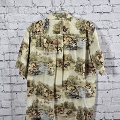 North River Men's XL Deer And Wildlife Print Short Sleeve Button Up Shirt - Thumbnail 8