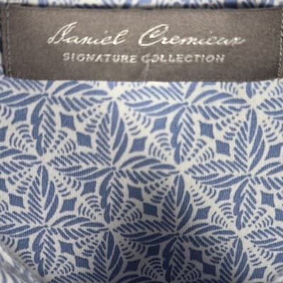 Daniel Cremieux Men's Blue / White Geometric Short Sleeve Polo Shirt - Thumbnail 4