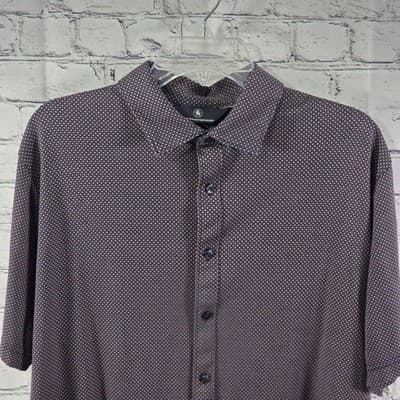 Hart Schaffner Marx Men's Large Marron Geometric Long Sleeve Button Up Shirt - Thumbnail 2