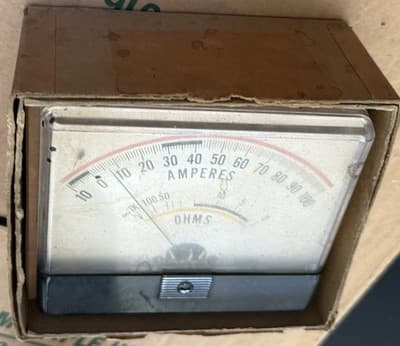 Vintage Analog Ammeter Ohmmeter Gauge 0-100A 0-10kΩ Panel Mount 060463 - Thumbnail 3