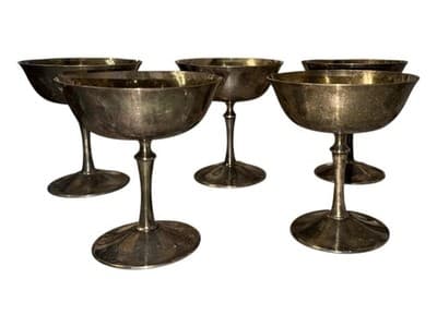 Vintage Italian Silverplate Pedestal Bowls Compotes Set of 5 E.L. De Uberti - Thumbnail 6