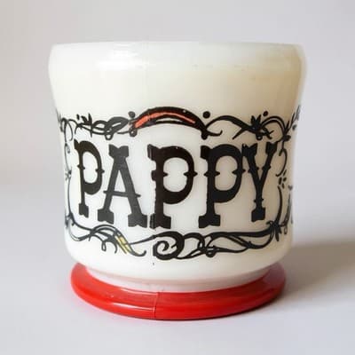 Hazel Atlas Milk Glass Shaving Mug PAPPY Singing Barber - Image 1