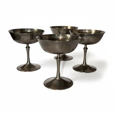 Vintage Italian Silverplate Pedestal Bowls Compotes Set of 5 E.L. De Uberti - Thumbnail 3
