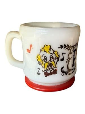 Hazel Atlas Milk Glass Shaving Mug PAPPY Singing Barber - Thumbnail 4