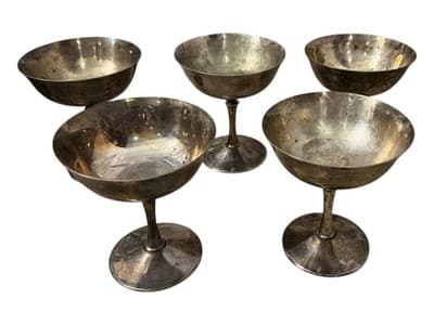 Vintage Italian Silverplate Pedestal Bowls Compotes Set of 5 E.L. De Uberti - Thumbnail 5