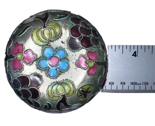 Vintage Cloisonné Pear Shaped Enamel Trinket Box Floral Design 4” - Thumbnail 4