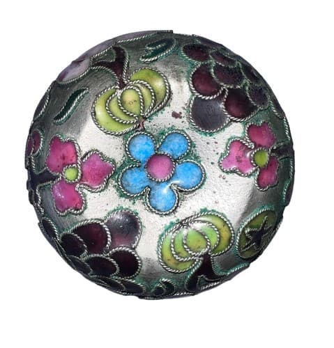 Vintage Cloisonné Pear Shaped Enamel Trinket Box Floral Design 4” - Thumbnail 3