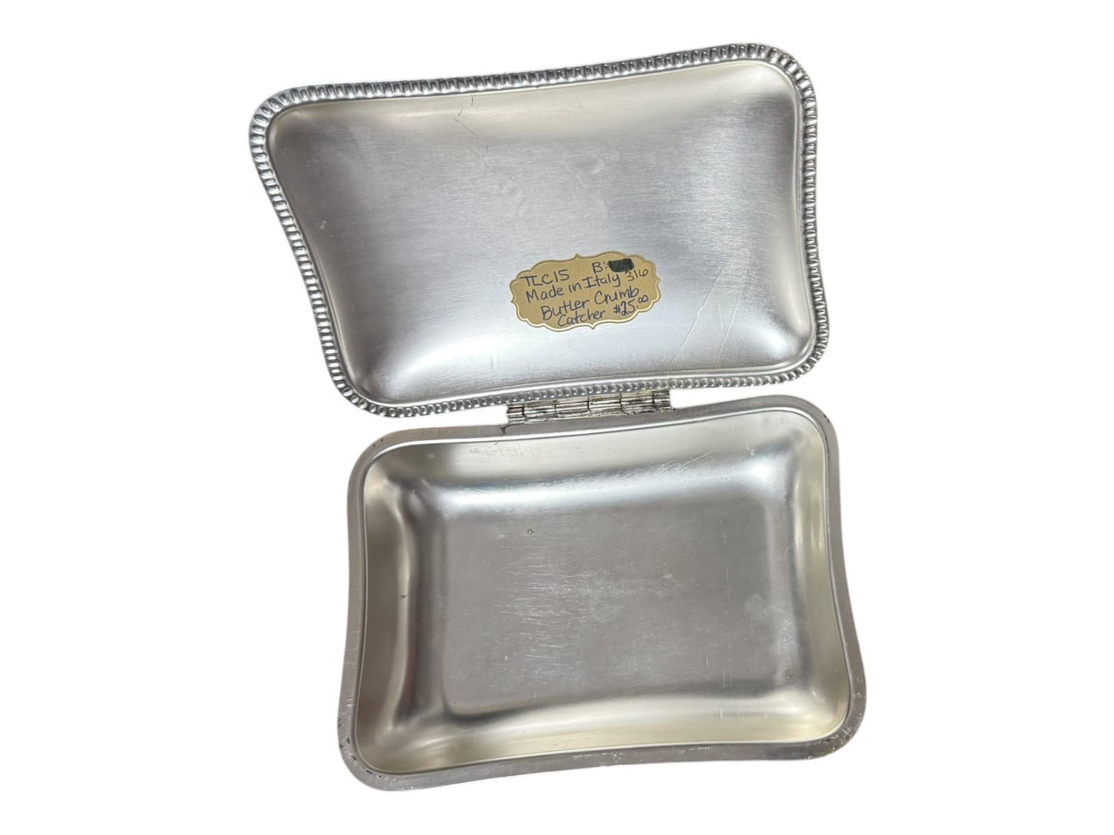 Vintage Major Ab Adversis Silver Silent Butler Italian Crumb Catcher Box - Thumbnail 4