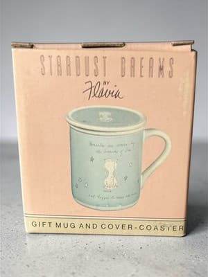 Flavia Stardust Dreams Gift Mug w/ Lid Coaster Miracles Quote Pastel NOS - Image 1