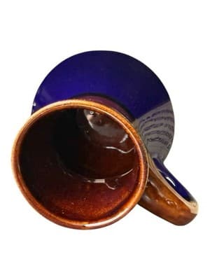 Vintage Stoneware Mobil Mug No-Skid Spill Proof Blue Brown 12 oz NOS - Thumbnail 5