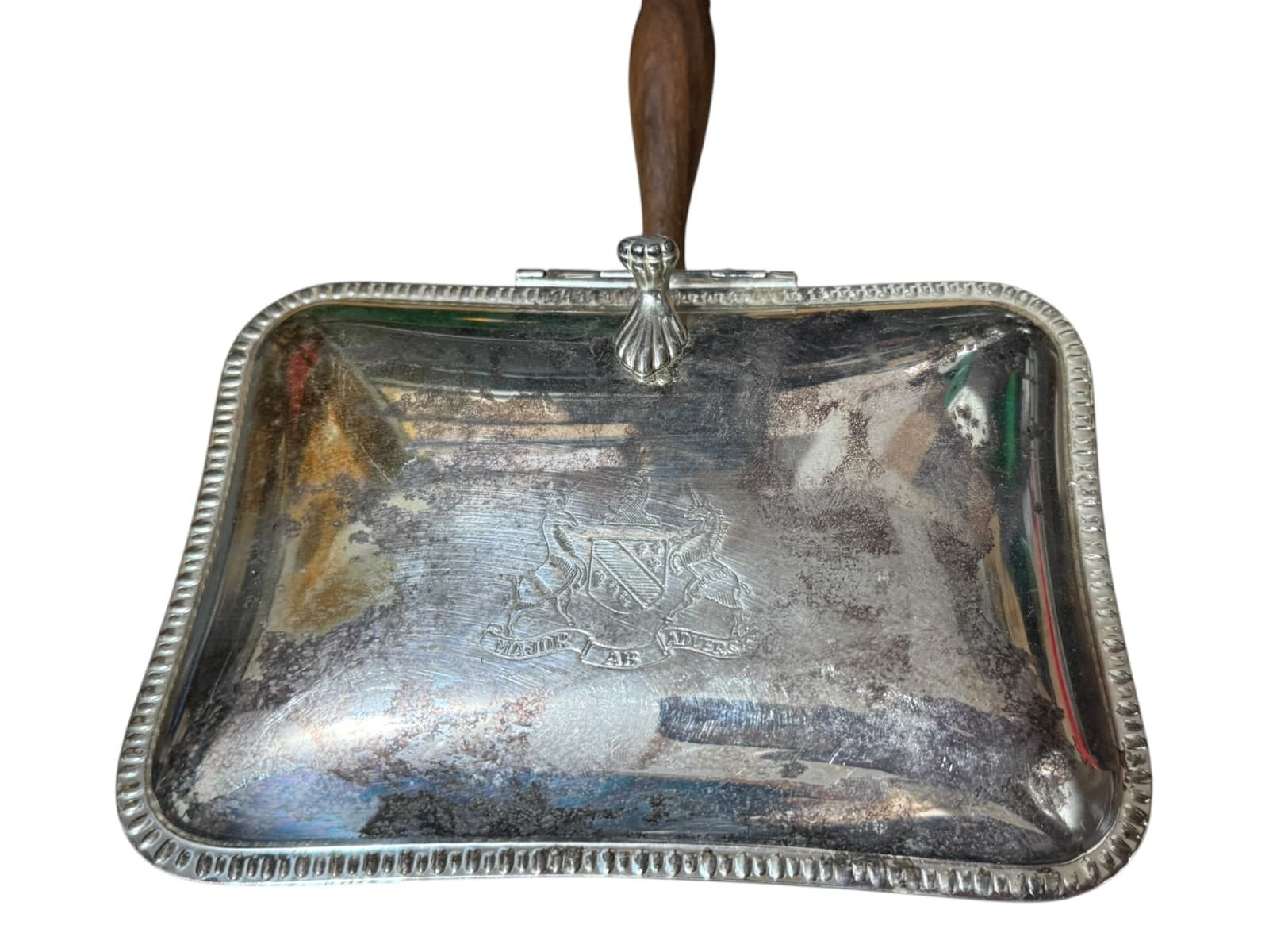 Vintage Major Ab Adversis Silver Silent Butler Italian Crumb Catcher Box - Thumbnail 2