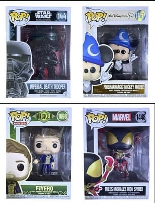 Funko Pop Lot Mickey 1167 Miles 1448 Death Trooper 144 Fiyero 1698 - Image 1