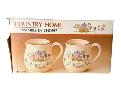 NOS Vintage Heartland By International Tableworks Set Of 2 Stoneware Mugs - Thumbnail 2