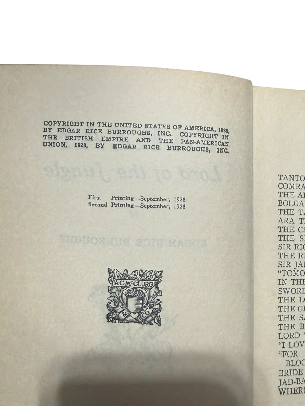 Vintage 1928 Tarzan Lord of the Jungle Hardcover Book by Edgar Rice Burroughs - Thumbnail 5