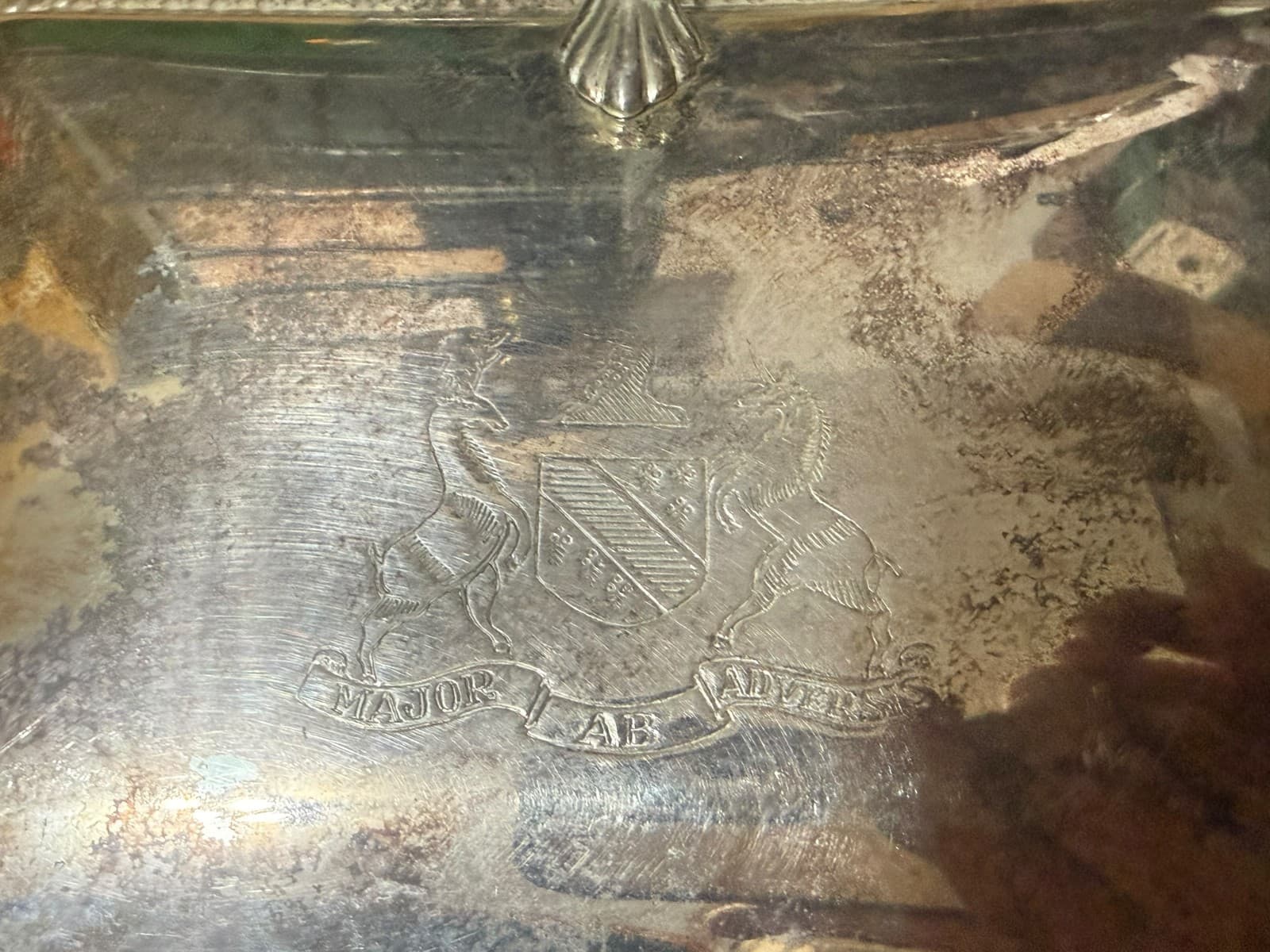 Vintage Major Ab Adversis Silver Silent Butler Italian Crumb Catcher Box - Thumbnail 3