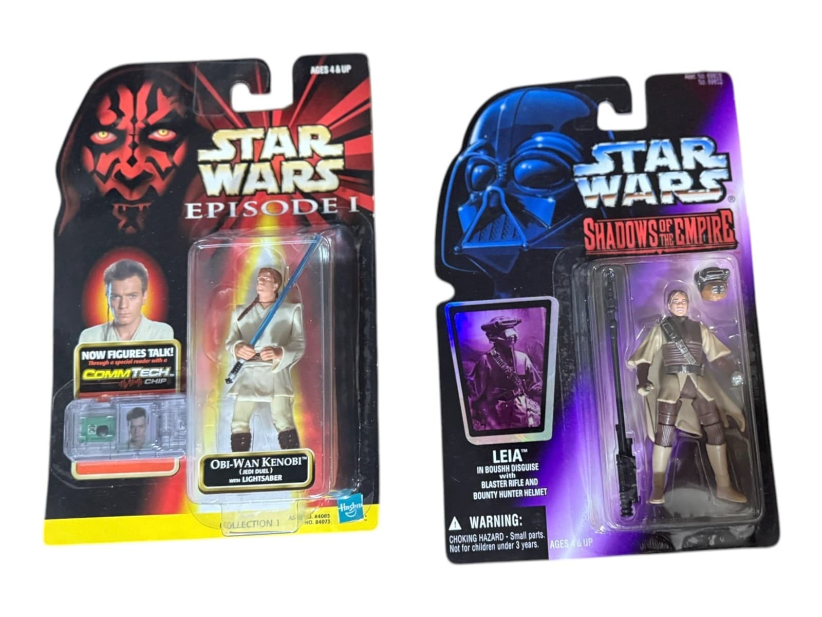 VTG 1998 Star Wars Episode 1 Hasbro Figures Obi-Wan Kenobi/Leia Boushh Pack of 2 - Image 1