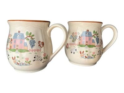 NOS Vintage Heartland By International Tableworks Set Of 2 Stoneware Mugs - Thumbnail 4