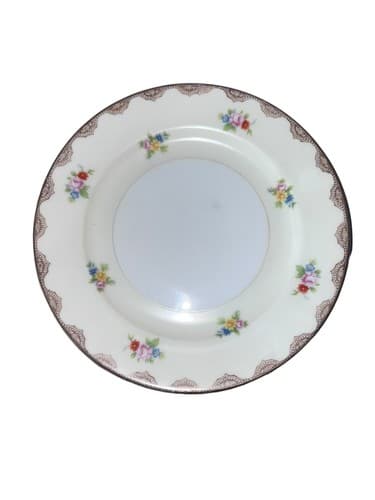 Set Of 3 Meito China Hand Painted Pink Rose Gold Trim Yellow Band B&B Plates - Thumbnail 3