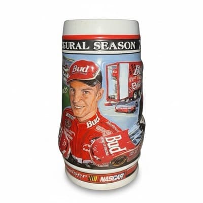 Beer Stein Lot Budweiser NASCAR Dale Earnhardt Jr + Avon Football Stein - Thumbnail 2