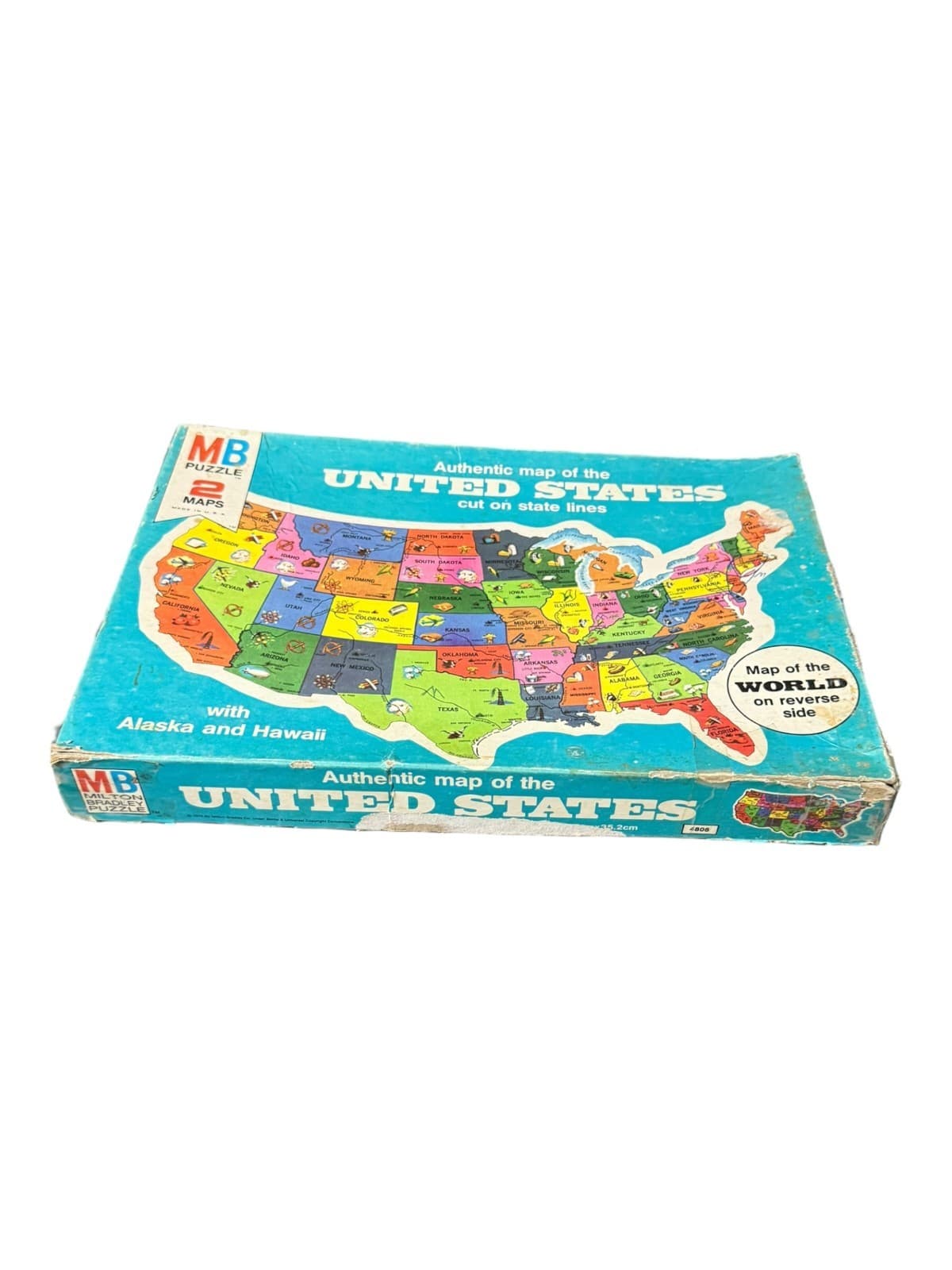 VTG Milton Bradley MB 4806 2-Sided United States Map Puzzle w/Alaska & Hawaii - Thumbnail 5