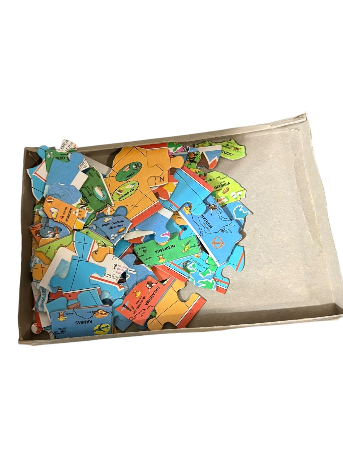 VTG Milton Bradley MB 4806 2-Sided United States Map Puzzle w/Alaska & Hawaii - Thumbnail 6