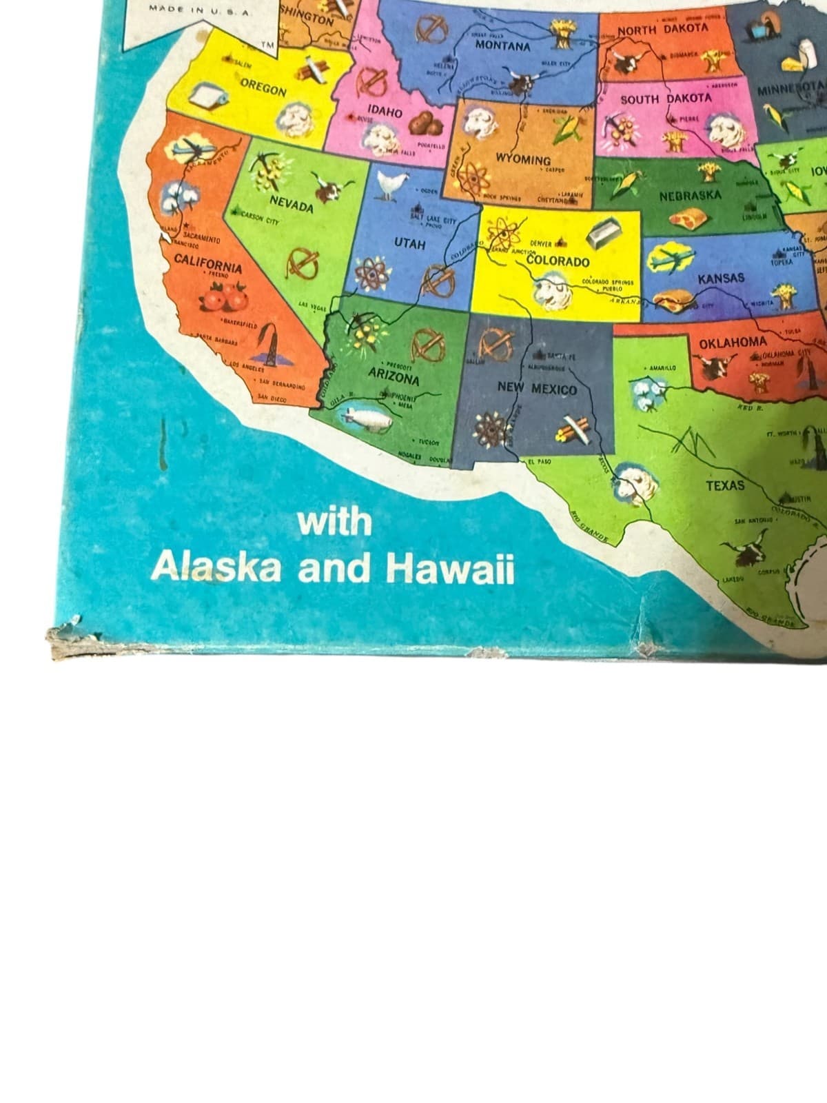 VTG Milton Bradley MB 4806 2-Sided United States Map Puzzle w/Alaska & Hawaii - Thumbnail 3