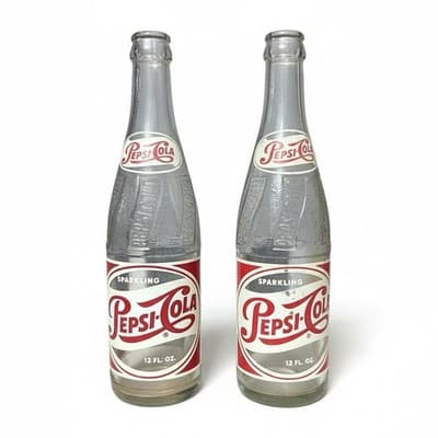 Vintage Pepsi-Cola Bottles Pair 12oz Cincinnati Ohio Franchised Bottler 1950s - Image 1
