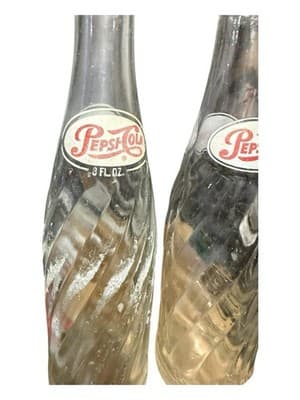 Vintage Pepsi-Cola Bottles Pair 12oz Swirl Glass Return for Deposit 1950s - Thumbnail 3