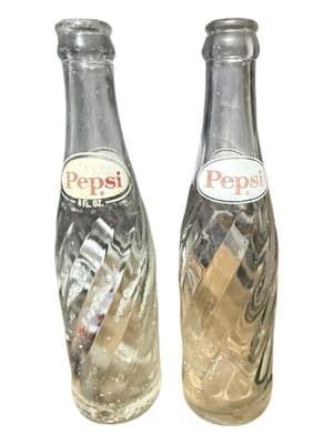 Vintage Pepsi-Cola Bottles Pair 12oz Swirl Glass Return for Deposit 1950s - Thumbnail 5