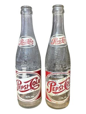 Vintage Pepsi-Cola Bottles Pair 12oz Cincinnati Ohio Franchised Bottler 1950s - Thumbnail 2