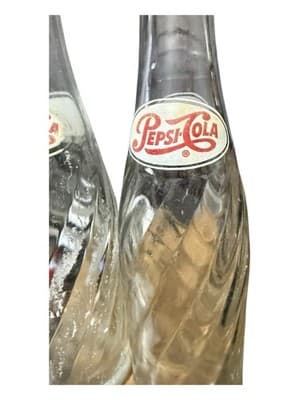 Vintage Pepsi-Cola Bottles Pair 12oz Swirl Glass Return for Deposit 1950s - Thumbnail 4