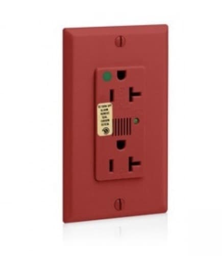 Leviton 8380-R Surge Protector Receptacle, 20 Amp, 125 Volt, 5-20R NEMA, Red - Image 1