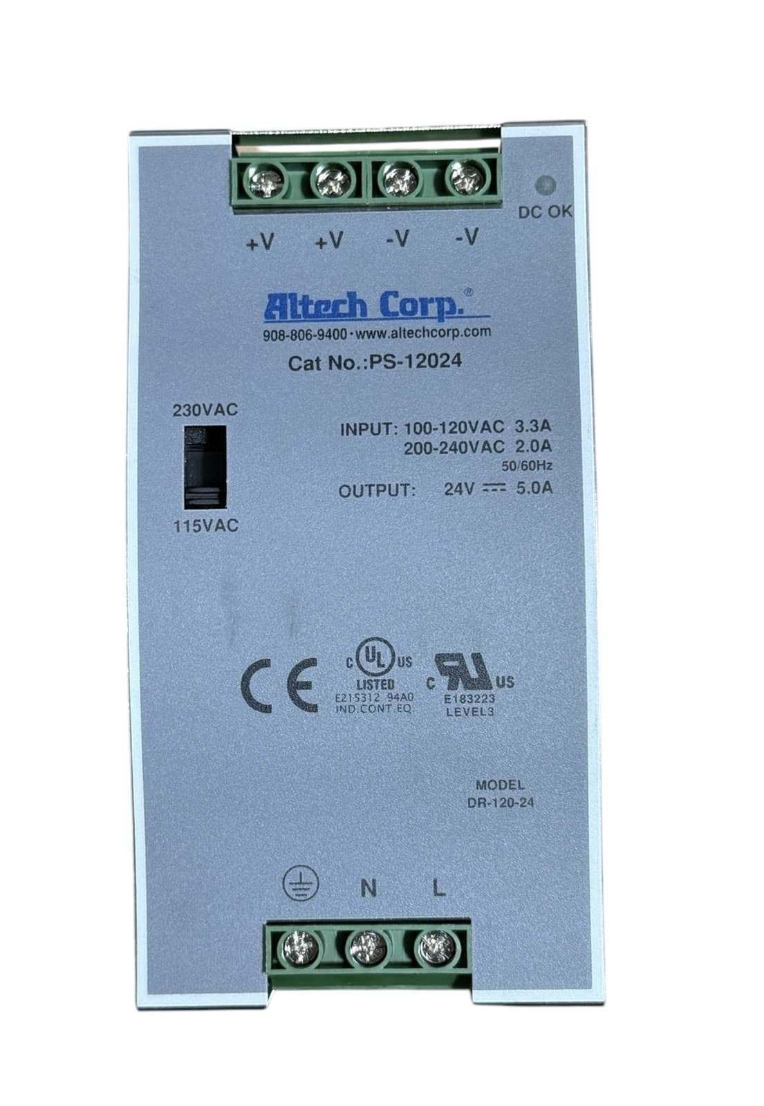 Altech - PS-12024 - Power Supply, 24VDC, DIN Rail, PoE - Image 1