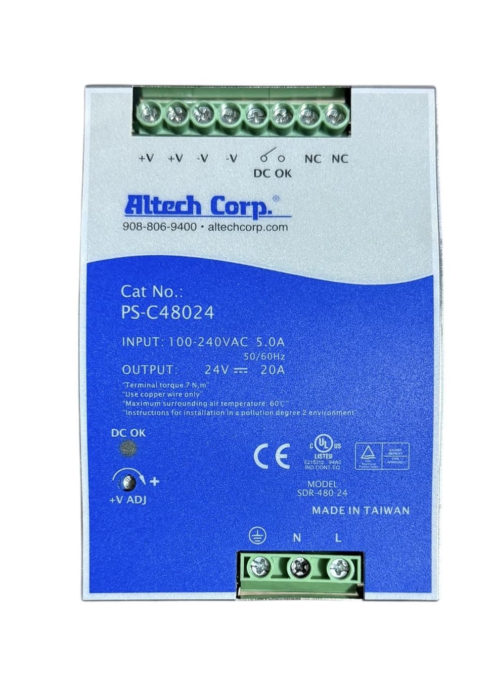 Altech PS-C48024 480W High Efficiency Compact Housing Power Supply 24 VDC - Image 1