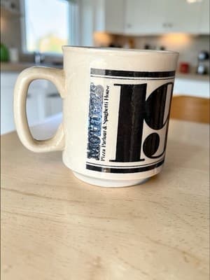 Vintage Mother’s Pizza Parlour Coffee Mug 1934 English Ironstone Restaurant Cup - Image 1