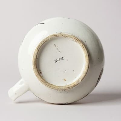 Mid-Century Hand-Painted Green Leaves Oversized Ceramic Mug - Thumbnail 3