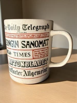 Vintage Newspaper Print Coffee Mug World Newspapers Historic Headlines Ceramic - Image 1