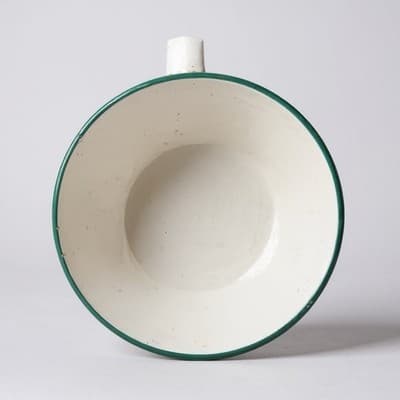 Mid-Century Hand-Painted Green Leaves Oversized Ceramic Mug - Thumbnail 4