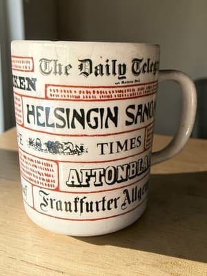 Vintage Newspaper Print Coffee Mug World Newspapers Historic Headlines Ceramic - Thumbnail 2