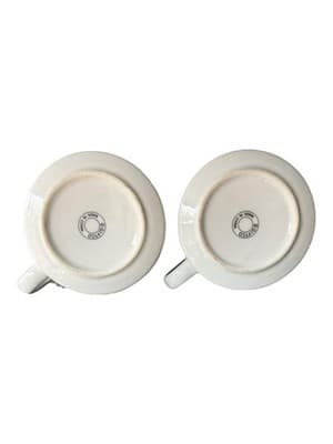 Vintage Giftco Set of 2 Ceramic Soup Mugs Black White Checkered Vegetables - Thumbnail 4