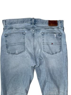 Tommy Hilfiger Men’s Slim Stretch Jeans Light Wash Distressed 36x34 - Thumbnail 4