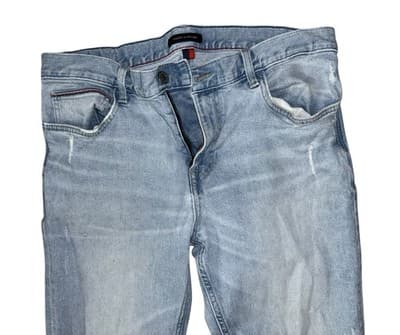 Tommy Hilfiger Men’s Slim Stretch Jeans Light Wash Distressed 36x34 - Thumbnail 5