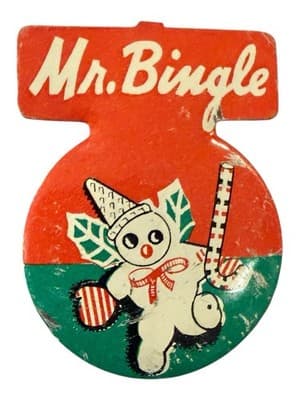 Vintage 1950s-60s Mr. Bingle Litho Pinback Button by L.J. Imber Co., Chicago - Thumbnail 3