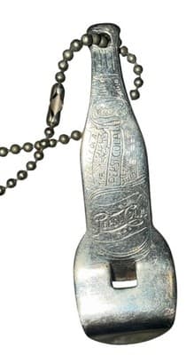 Vintage Pepsi-Cola Bottle Opener w/ Pocket Knife on Ball Chain Keychain