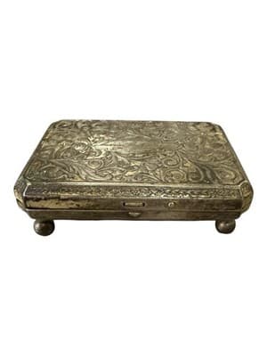 Antique Engraved Silverplate Trinket Box w/ Original Note Provenance - Image 1